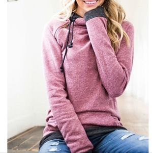 Ampersand Ave Double hood Sweatshirt XL Berry Blush